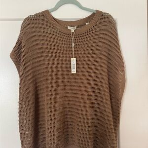 Max Studio Tan Open Weave Knit Top